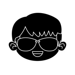 Cute boy with sunglasses cartoon