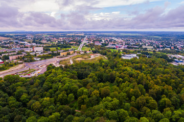 Aerial view of the small city in Western Europe.