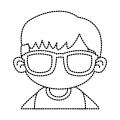 Cute boy with sunglasses cartoon