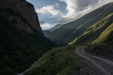 Terek river in Thurso mountain valley. Mtskheta-Mtianeti Region, Georgia