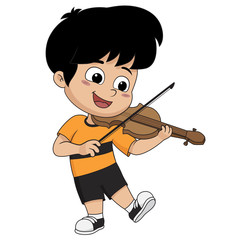 Kid playing violin.vector and illustration.