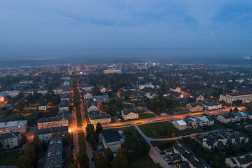 Obraz premium Aerial view of the city at night.