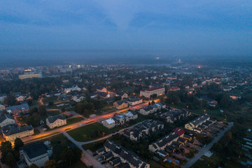 Naklejka na ściany i meble Aerial view of the city at night.
