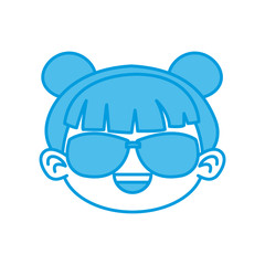 Cute girl with sunglasses cartoon