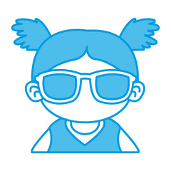 Cute girl with sunglasses cartoon
