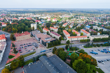 Fototapeta na wymiar Aerial view of the city at autumn season.