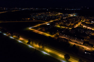 Fototapeta na wymiar Aerial view of the city at night.
