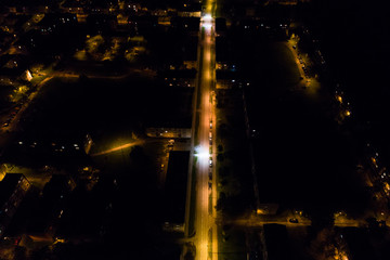 Aerial view of the city at night.