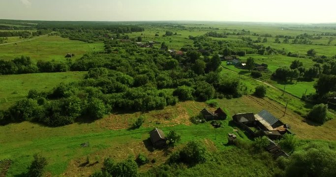 Aerial view of Russian country summer landscape