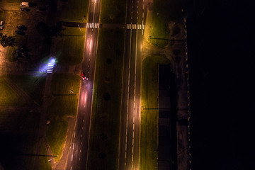 Aerial view of the city at night.