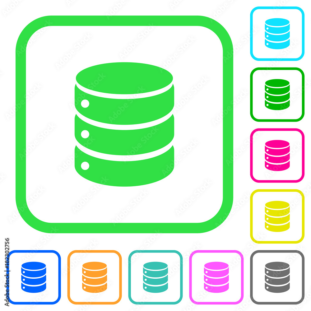 Poster Single database vivid colored flat icons icons