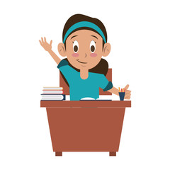School girl on desk