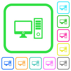 Desktop computer vivid colored flat icons icons