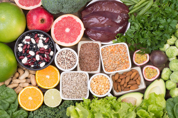 Folic acid food sources, top view