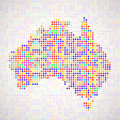 Abstract map of Australia, colorful dots. Vector illustration. Eps 10