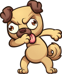 Dabbing cartoon pug dog. Vector clip art illustration with simple gradients. All in a single layer. 