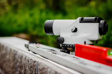 Important surveying on the construction site