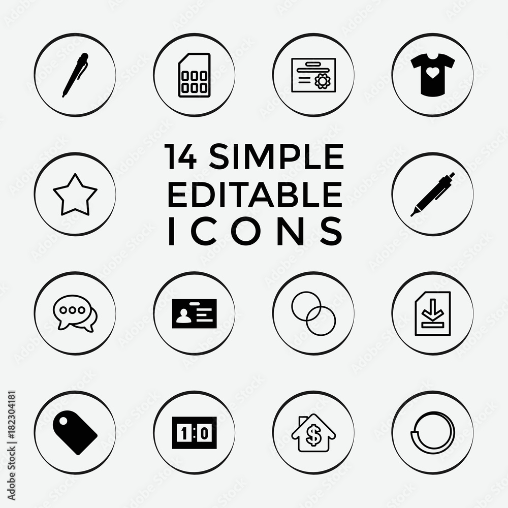 Poster set of 14 template filled and outline icons