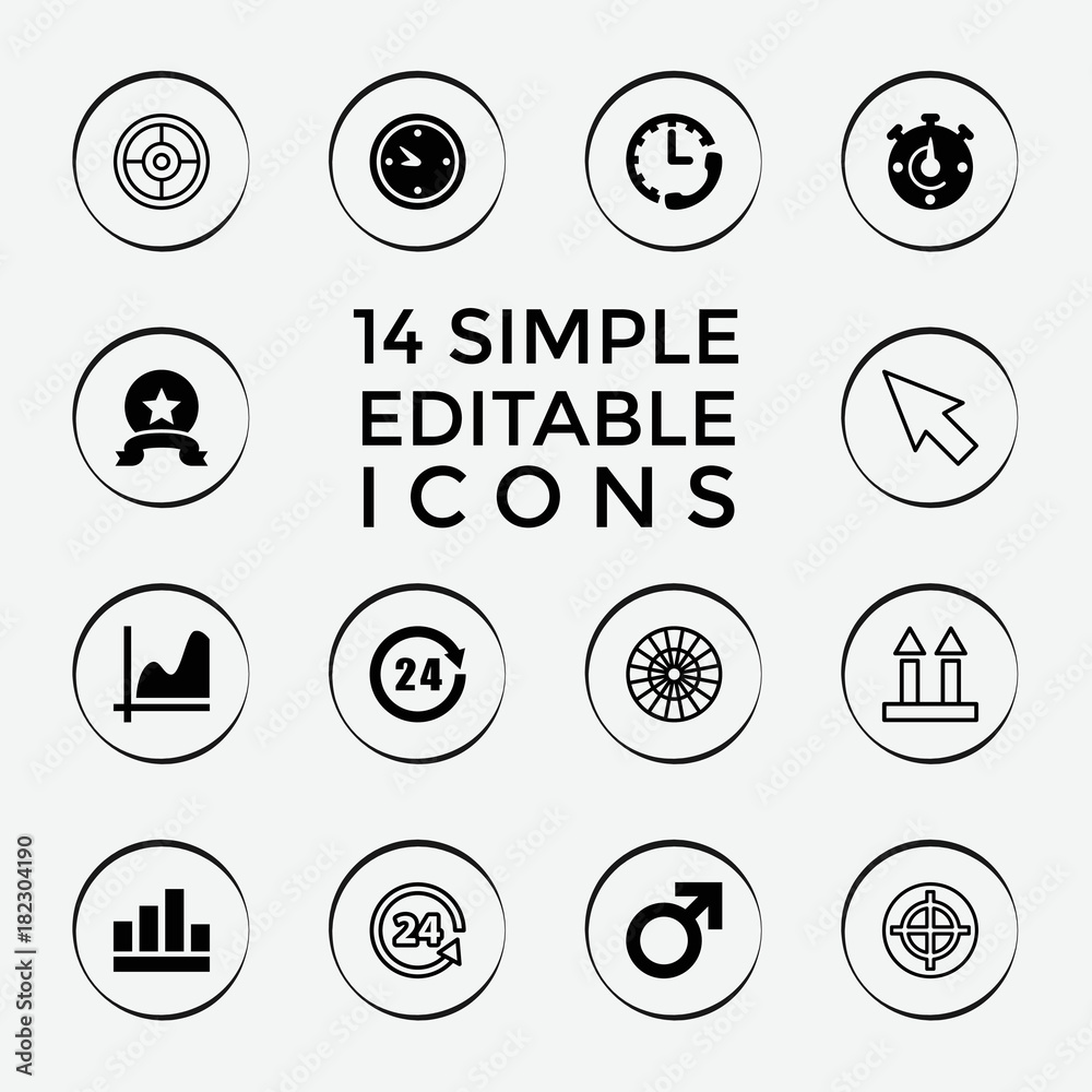 Poster set of 14 arrow filled and outline icons