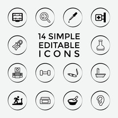 Set of 14 health filled and outline icons