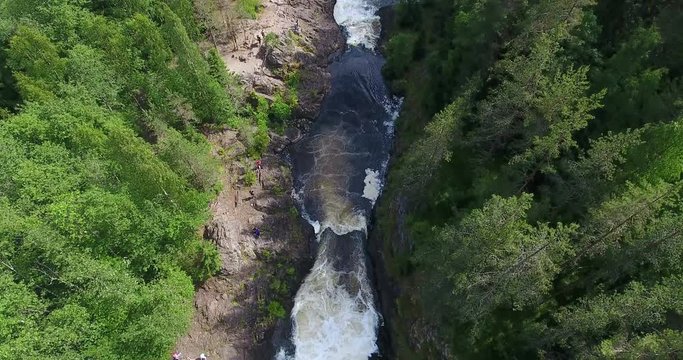 Top view at the Suna river waterway with plain waterfall the Kivach. The Kivach is national park in Karelia, northern Russia