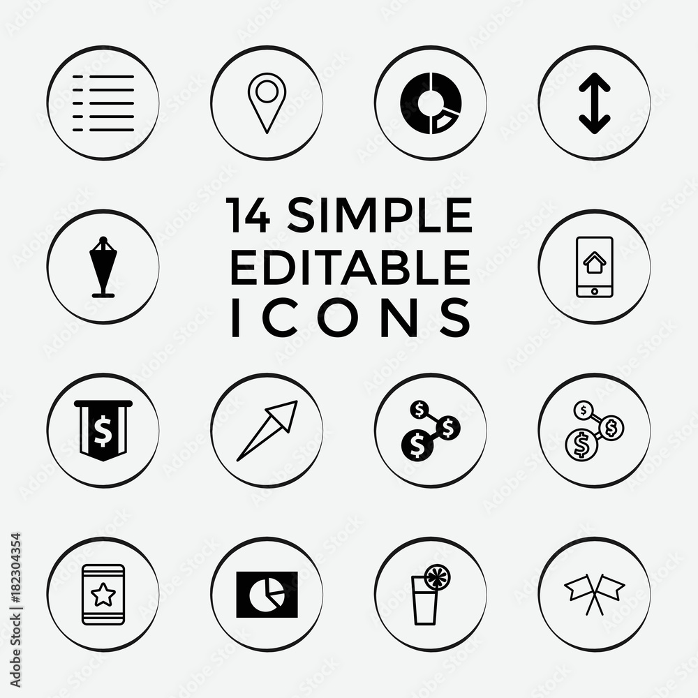 Poster Set of 14 ui filled and outline icons