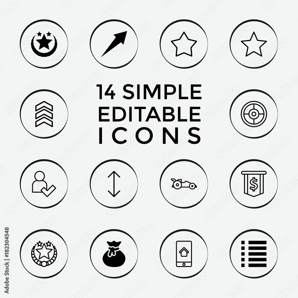 Poster Set of 14 ui filled and outline icons