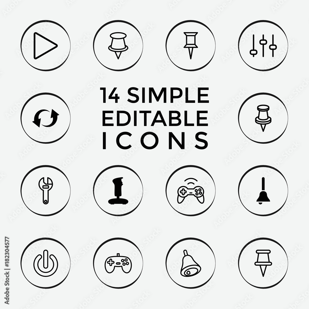 Poster Set of 14 push filled and outline icons