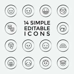 Set of 14 cheerful outline icons