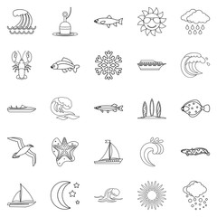 Fluid icons set, outline style