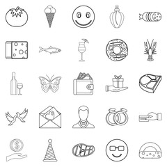 Fototapeta premium Celebratory icons set, outline style