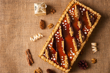 Biscuit cake with chocolate
