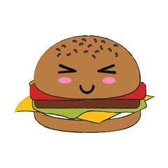 Hamburger fast food cute kawaii cartoon