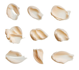 set of smears from various cosmetic products