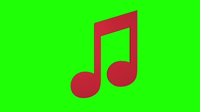 Musical note rotating loop 3d green screen red