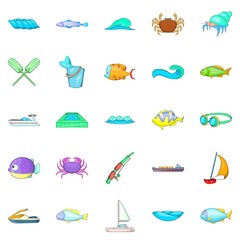 Sopping icons set, cartoon style