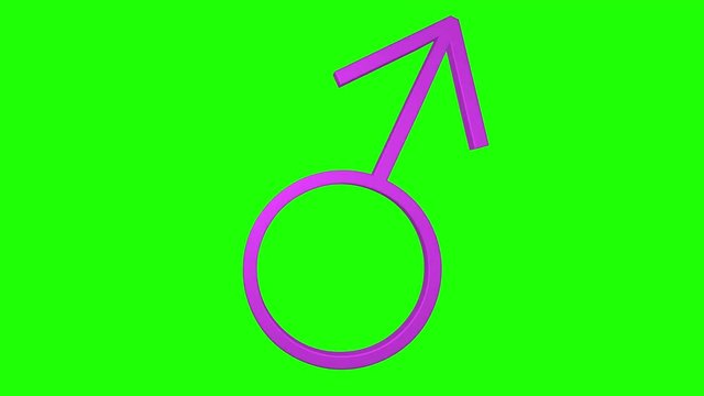 male symbol 3d green screen loop mars sign pink