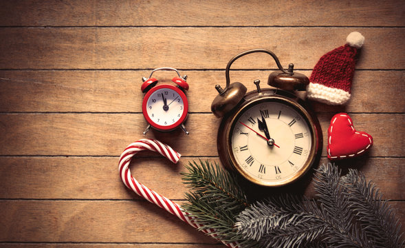 Christmas decoration and alarm clock