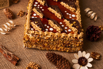 Delicious  biscuit cake with chocolate