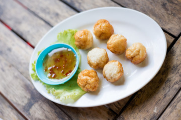 Fried thai takoyaki octopus balls