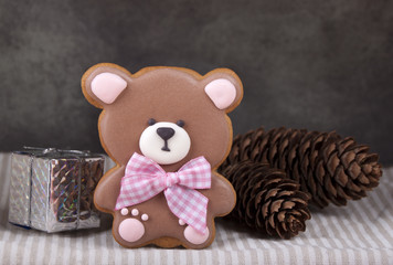 Ginger gingerbread in the form of a teddy bear