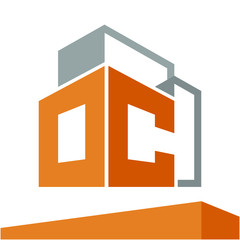 Icon logo initial for business development of construction services, with combination of letters O & C