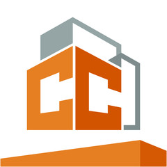 Icon logo initial for business development of construction services, with combination of letters C & C