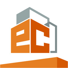 Icon logo initial for business development of construction services, with combination of letters E & C