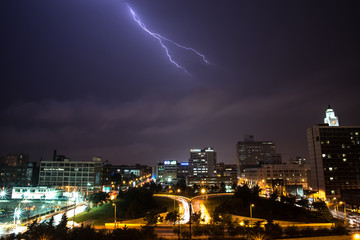 Lightening over the city