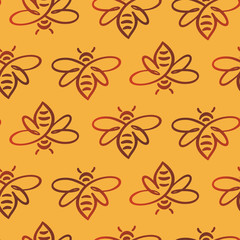 Vector seamless pattern with bee