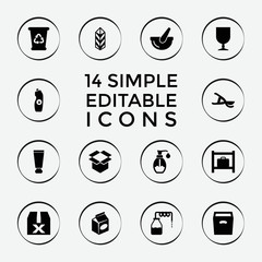 Set of 14 container filled icons
