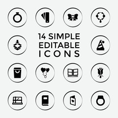 Set of 14 gift filled icons