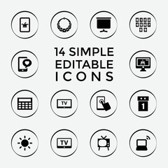 Set of 14 display filled icons