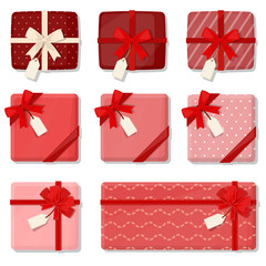 red Present isolated. Gift wrapping. Boxes for the holidays. New Year. Birthday. Vector